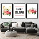 Ver imagem 1 de Kit 3 Quadros Nossos Sonhos Flor, Borboleta 45x34cm - com vidro:Madeira preta