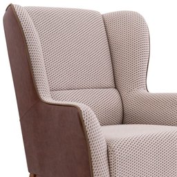 Poltrona Decorativa Fixa Base de Madeira Milena D02 Jacar Algodão Creme Marrom B-208 - Lyam Decor - 3