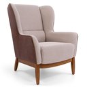 Ver imagem 1 de Poltrona Decorativa Fixa Base de Madeira Milena D02 Jacar Algodão Creme Marrom B-208 - Lyam Decor