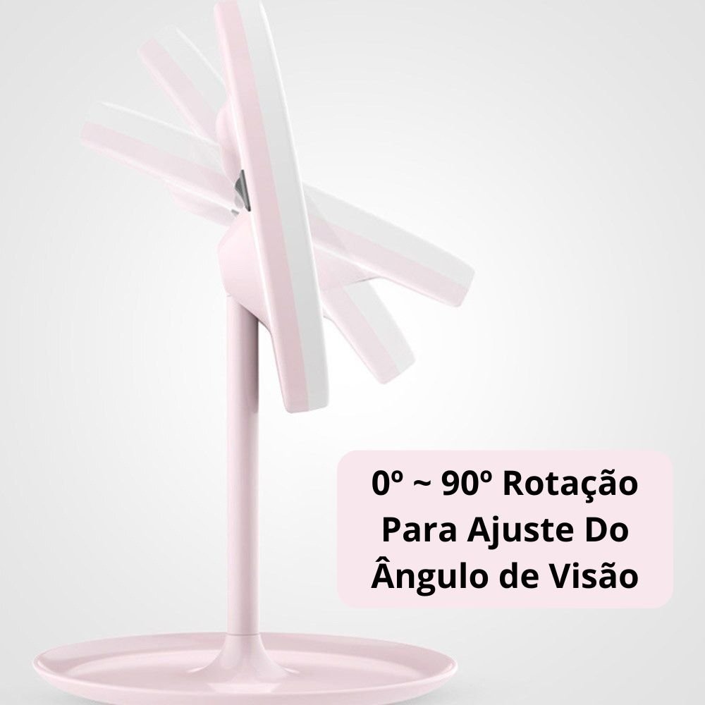 Espelho de Mesa com Led Redondo para Maquiagem Pequeno - Branco - 3