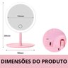 Espelho de Mesa com Led Redondo para Maquiagem Pequeno - Branco - 4