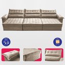 Ver imagem 5 de Sofá Retrátil e Reclinável 4,20m com Molas e Espuma D33 Thunder Velusoft Bege Cama Inbox