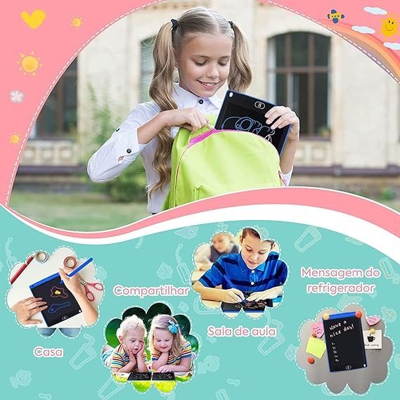 Lousa Mágica Infantil Digital 8,5 Polegadas Tablet Aprendizado Educativo Portátil:azul - 4