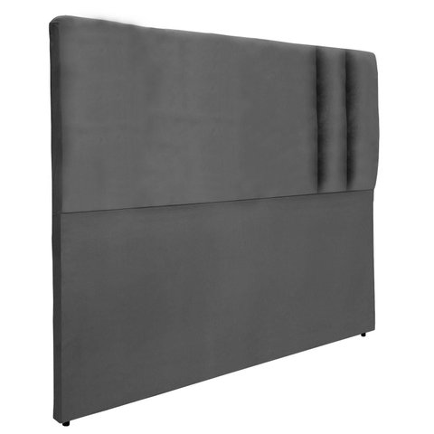 Cabeceira Modular Cama Box Almofadada Luxo Suede Rbl:casal Tradicional/cinza