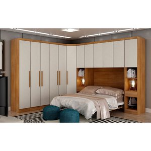 Guarda-roupa Modulado de Casal Safira 002 em Mdf com 12 Portas e 8 Gavetas Clic Móveis