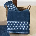 Ver imagem 3 de Jogo de Banho Casa Scarpa Meggy Poá Bolinhas Toalhas Macias Algodão 5 Peças - Azul Marinho