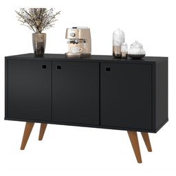 Aparador Buffet Retrô Pes Palito Cor Preto Premium - 1 Aparador Buffet Retrô Pes Palito Cor Preto Premium - 1