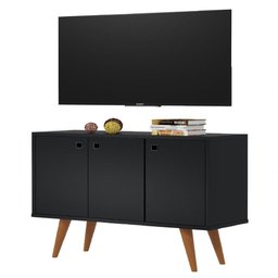 Aparador Buffet Retrô Pes Palito Cor Preto Premium - 3 Aparador Buffet Retrô Pes Palito Cor Preto Premium - 3