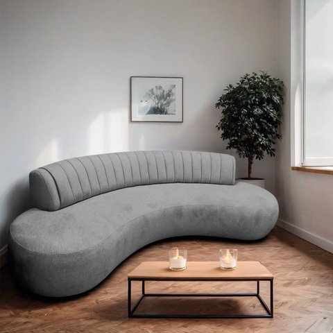 Sofá Orgânico 03 Lugares Sala Estar Celeste 180cm Bouclé