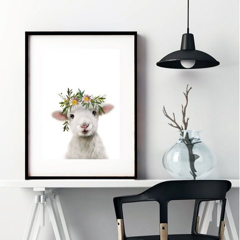 Quadro Ovelha Baby - 60x48cm:madeira Preta