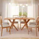 Ver imagem 1 de Conjunto Sala de Jantar Mesa 6 Cadeiras MDF Madeira Maciça 180cm Cacau Palmas Marrom
