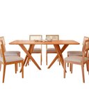Ver imagem 2 de Conjunto Sala de Jantar Mesa 6 Cadeiras MDF Madeira Maciça 180cm Cacau Palmas Marrom