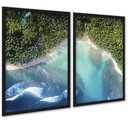 Ver imagem 2 de Kit 2 Quadros Decorativos Praia Floresta 24x18cm:moldura Branca
