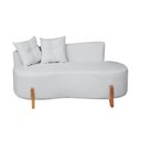 Ver imagem 3 de Conjunto Sofá Curvo Orgânico + 02 Puff Luna Boucle Cinza Claro - Montanaris Decor
