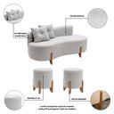 Ver imagem 3 de Conjunto Sofá Curvo Orgânico + 02 Puff Luna Boucle Cinza Claro - Montanaris Decor