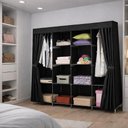 Ver imagem 2 de Guarda Roupa Organizador Gigante 12 Prateleira Cabideiro Portatil Quarto Praia Desmontavel Preto