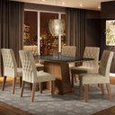 Ver imagem 1 de Conjunto Sala de Jantar Madesa Rafaela Mesa Tampo de Vidro com 6 Cadeiras Rustic/Preto/Imperial Cor: