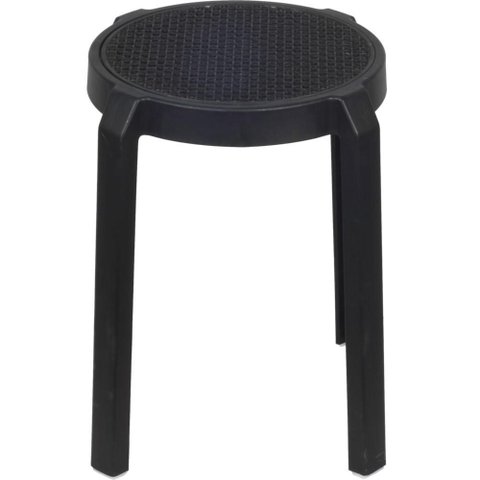 Banqueta Fitz Baixa Palha Preta com Estrutura Polipropileno Preto 44 Cm - 74415