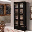 Ver imagem 1 de Cristaleira Antiga Para Sala De Jantar Madeira Maciça 2 Portas Preto Shop JM