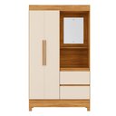 Ver imagem 2 de Guarda-Roupa Solteiro Midi Capelinha 2 Portas 2 Gavetas com Espelho Cinamon/Off White - Demóbile