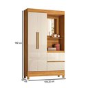 Ver imagem 4 de Guarda-Roupa Solteiro Midi Capelinha 2 Portas 2 Gavetas com Espelho Cinamon/Off White - Demóbile