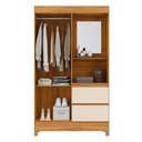 Ver imagem 3 de Guarda-Roupa Solteiro Midi Capelinha 2 Portas 2 Gavetas com Espelho Cinamon/Off White - Demóbile