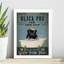 Ver imagem 1 de Quadro Decorativo Banheiro Black Pug 45x34cm:madeira Preta