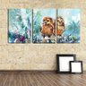 Quadro Decorativo 30x66 duas corujas no galho arte desenho - 1