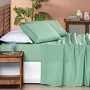 Ver imagem 2 de Jogo Cama Lençol Honore Queen Micro Percal 200 Fios C/ Detalhes Bordados 4 Peças - Salvia Verde