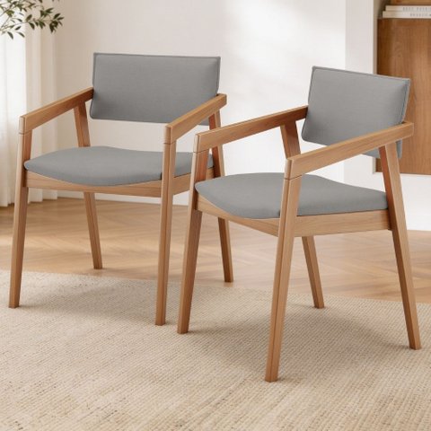 Kit 02 Cadeiras para Sala de Jantar Estar Living Giorgia L02 Suede Cinza - Lyam Decor