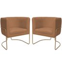 Ver imagem 1 de Kit 02 Poltronas Decorativas Betina Base Aço Ouro Fosco Bouclé Terracota - Nexta Casa