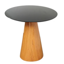 Ver imagem 1 de Mesa Lateral Cone Redonda 51cm Tampo Laqueado Base Laminada em Madeira Freijó - Preto