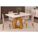 Ver imagem 1 de Conjunto: Mesa Sala Jantar Celeste Tampo Madeirado C/ Vidro Curvo 120x90cm e 4 Cadeiras Lia Cedro/