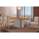 Ver imagem 1 de Sala Jantar Mesa Pietá Tampo Curvo 180cm+6 Cadeiras Dafne Madeira Naturale/off White - Capuccino/