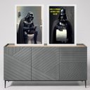 Ver imagem 2 de Kit 2 Quadros Banheiro do Darth 24x18cm:moldura Branca