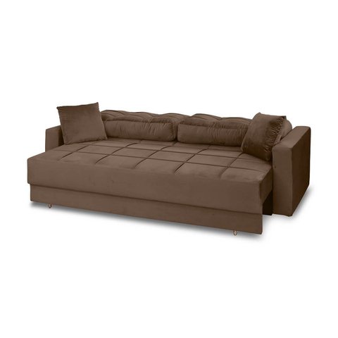 Sofá Cama Reclinável Retrátil 3 Lugares Zurique Marrom - Meu Estofado Sofá Cama Reclinável Retrátil 