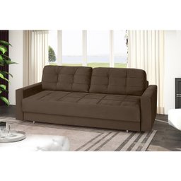 Sofá Cama Reclinável Retrátil 3 Lugares Zurique Marrom - Meu Estofado Sofá Cama Reclinável Retrátil  - 2