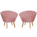 Ver imagem 1 de Kit 2 Poltronas Decorativa para Sala de Estar Charm Suede Rosa - Montanaris Decor MD MONTANARIS DECO