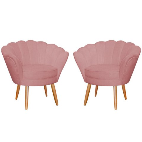Kit 2 Poltronas Decorativa para Sala de Estar Charm Suede Rosa - Montanaris Decor MD MONTANARIS DECO