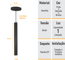 Ver imagem 3 de Kit 3 Pendente Tubo Palito 45cm - Preto + Lampada Led 4w