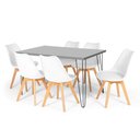 Ver imagem 1 de Conjunto Mesa de Jantar Hairpin 130x80 Volpi com 6 Cadeiras Eiffel Leda - Branco