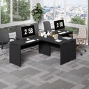 Ver imagem 5 de Mesa L Escritório 2 Lugares 3,00m X 1,50m Pés Painel F5 Cor:preto