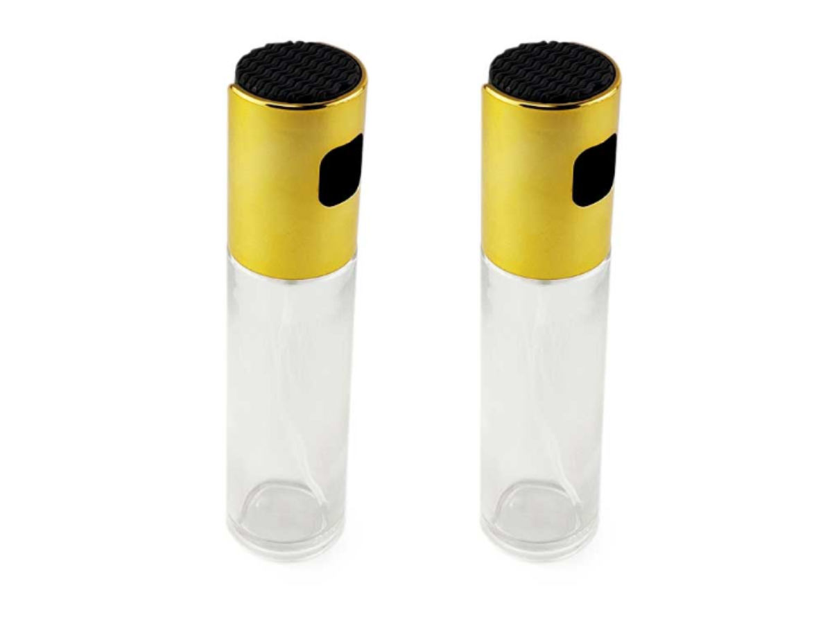 Kit 2 Spray Pulverizador Borrifador Dosador Para Azeite Vinagre Frasco De Vidro Acabamento Plástico  - 1