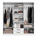 Ver imagem 3 de Guarda-roupa Casal 6 Portas 2 Gavetas Mdp Amêndoa com Cabideiro e Prateleiras Corrediça Telescópica