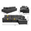 Ver imagem 2 de Sofá de Canto Retrátil e Reclinável com Molas 3,00x2,00 Viena Suede Cinza Mirra Decor