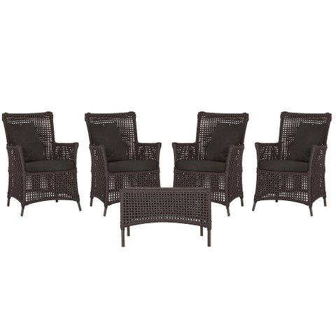 4 Poltronas e 1 Mesa Igapó em Alumínio Pintura Marrom Corda Náutica Estofado 9