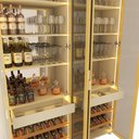 Ver imagem 4 de Cristaleira Bar Adega Prisma 4 Portas Reflecta LED Off White Dourado - Gelius