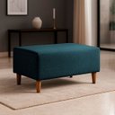 Ver imagem 1 de Puff Sala Damon Multiuso Linho Azul Pés Palito Castanho