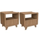 Ver imagem 1 de Conjunto 2 Mesas de Cabeceira 55cm com Gaveta e Nicho 100% MDF Padrão Planejados Mabel Marrom