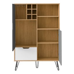 Adega Bar com Pés Metálicos Multimóveis CR50035 Carvalho/Grafite - 4